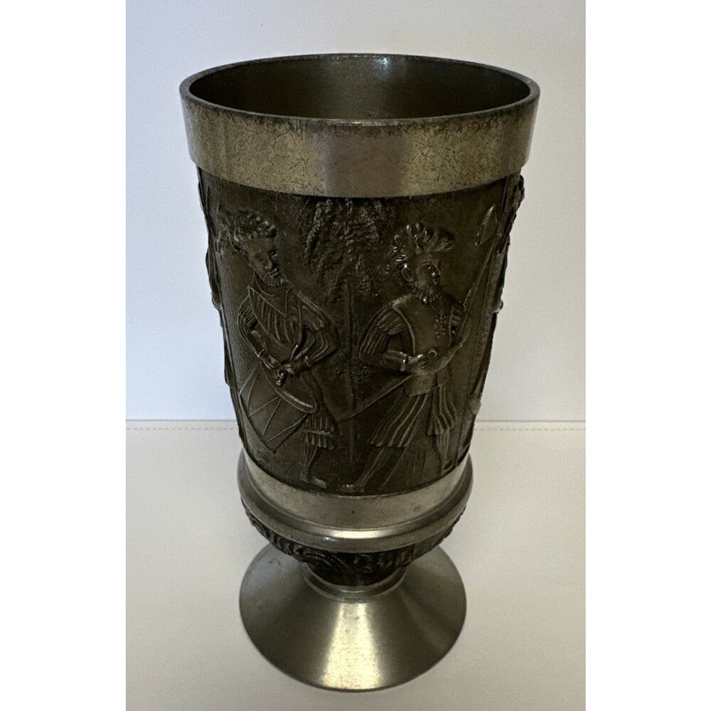 MULLINGAR PEWTER FIGHTING IRISH GOBLET IRELAND 6 ⅛” H